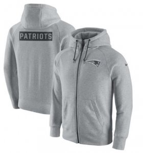 Wholesale Cheap Men\'s New England Patriots Nike Ash Gridiron Gray 2.0 Full-Zip Hoodie