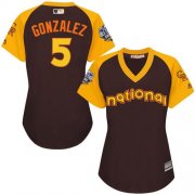 Wholesale Cheap Rockies #5 Carlos Gonzalez Brown 2016 All-Star National League Women's Stitched MLB Jersey
