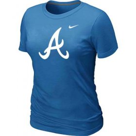 Wholesale Cheap Women\'s Atlanta Braves Heathered Nike Light Blue Blended T-Shirt