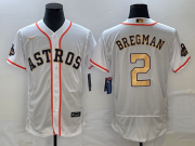 Wholesale Cheap Men's Houston Astros #2 Alex Bregman 2023 White Gold World Serise Champions Patch Flex Base Stitched Jersey