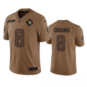 Wholesale Cheap Men\'s Minnesota Vikings #8 Kirk Cousins 2023 Brown Salute To Service Limited Football Stitched Jersey