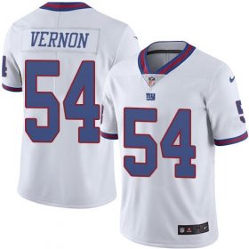 Wholesale Cheap Nike Giants #54 Olivier Vernon White Men\'s Stitched NFL Limited Rush Jersey