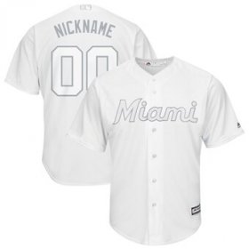 Wholesale Cheap Miami Marlins Majestic 2019 Players\' Weekend Cool Base Roster Custom Jersey White