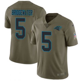 Wholesale Cheap Nike Panthers #5 Teddy Bridgewater Olive Men\'s Stitched NFL Limited 2017 Salute To Service Jersey