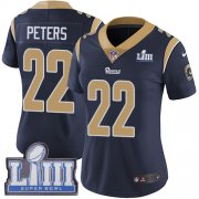Wholesale Cheap Nike Rams #22 Marcus Peters Navy Blue Team Color Super Bowl LIII Bound Women's Stitched NFL Vapor Untouchable Limited Jersey