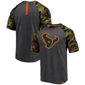 Wholesale Cheap Houston Texans Pro Line by Fanatics Branded College Heathered Gray/Camo T-Shirt