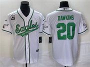 Wholesale Cheap Men's Philadelphia Eagles #20 Brian Dawkins White With C Patch Cool Base Baseball Stitched Jersey