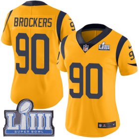 Wholesale Cheap Nike Rams #90 Michael Brockers Gold Super Bowl LIII Bound Women\'s Stitched NFL Limited Rush Jersey