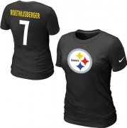 Wholesale Cheap Women's Nike Pittsburgh Steelers #7 Ben Roethlisberger Name & Number T-Shirt Black