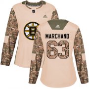 Wholesale Cheap Adidas Bruins #63 Brad Marchand Camo Authentic 2017 Veterans Day Women's Stitched NHL Jersey