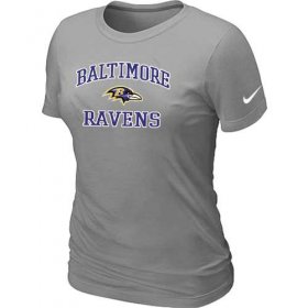 Wholesale Cheap Women\'s Nike Baltimore Ravens Heart & Soul NFL T-Shirt Light Grey
