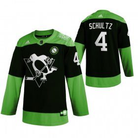 Wholesale Cheap Pittsburgh Penguins #4 Justin Schultz Men\'s Adidas Green Hockey Fight nCoV Limited NHL Jersey