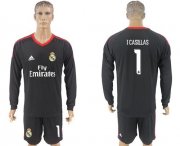 Wholesale Cheap Real Madrid #1 I.Casillas Black Goalkeeper Long Sleeves Soccer Club Jersey