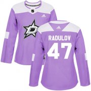 Wholesale Cheap Adidas Stars #47 Alexander Radulov Purple Authentic Fights Cancer Women's Stitched NHL Jersey