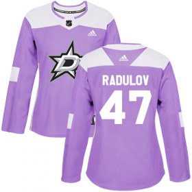 Wholesale Cheap Adidas Stars #47 Alexander Radulov Purple Authentic Fights Cancer Women\'s Stitched NHL Jersey