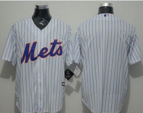 Wholesale Cheap Mets Blank White(Blue Strip) New Cool Base Stitched MLB Jersey