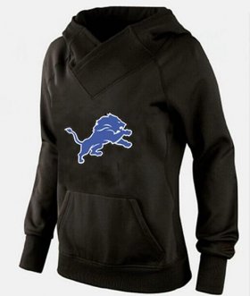 Wholesale Cheap Women\'s Detroit Lions Logo Pullover Hoodie Black-1