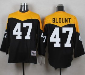 Wholesale Cheap Mitchell And Ness 1967 Steelers #47 Mel Blount Black/Yelllow Throwback Men\'s Stitched NFL Jersey