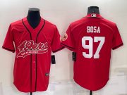 Wholesale Men's San Francisco 49ers #97 Nick Bosa Red Stitched Cool Base Nike Baseball Jersey