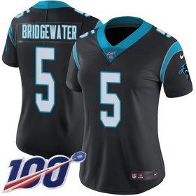Wholesale Cheap Nike Panthers #5 Teddy Bridgewater Black Team Color Women\'s Stitched NFL 100th Season Vapor Untouchable Limited Jersey