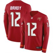 Wholesale Cheap Nike Buccaneers #12 Tom Brady Red Team Color Men's Stitched NFL Limited Therma Long Sleeve Jersey