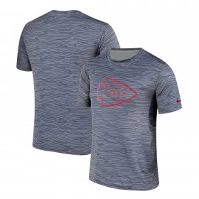Wholesale Cheap Men\'s Kansas City Chiefs Nike Gray Black Striped Logo Performance T-Shirt