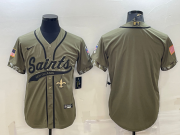 Wholesale Cheap Men's New Orleans Saints Blank Olive Salute to Service Cool Base Stitched Baseball Jersey