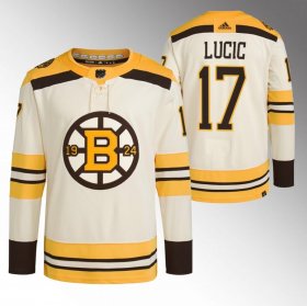 Cheap Men\'s Boston Bruins #17 Milan Lucic Cream 100th Anniversary StitchedStitched Jersey