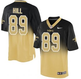 Wholesale Cheap Nike Saints #89 Josh Hill Black/Gold Men\'s Stitched NFL Elite Fadeaway Fashion Jersey