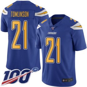 Wholesale Cheap Nike Chargers #21 LaDainian Tomlinson Electric Blue Men\'s Stitched NFL Limited Rush 100th Season Jersey