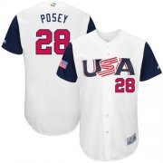 Wholesale Cheap Team USA #28 Buster Posey White 2017 World MLB Classic Authentic Stitched MLB Jersey