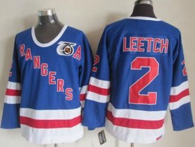 Wholesale Cheap Rangers #2 Brian Leetch Blue CCM 75TH Stitched NHL Jersey