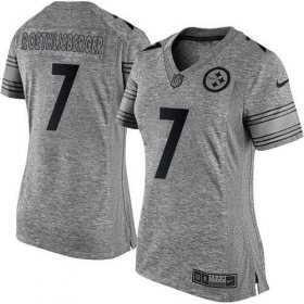 Wholesale Cheap Nike Steelers #7 Ben Roethlisberger Gray Women\'s Stitched NFL Limited Gridiron Gray Jersey