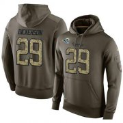 Wholesale Cheap NFL Men's Nike Los Angeles Rams #29 Eric Dickerson Stitched Green Olive Salute To Service KO Performance Hoodie