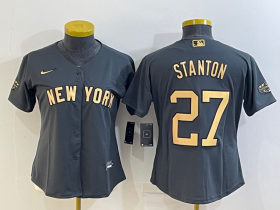 Wholesale Cheap Women\'s New York Yankees #27 Giancarlo Stanton Grey 2022 All Star Stitched Cool Base Nike Jersey