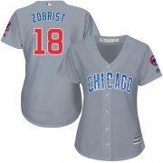 Wholesale Cheap Cubs #18 Ben Zobrist Grey Road Women's Stitched MLB Jersey