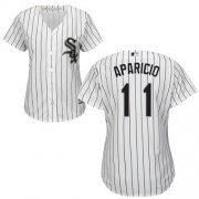 Wholesale Cheap White Sox #11 Luis Aparicio White(Black Strip) Home Women's Stitched MLB Jersey