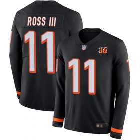 Wholesale Cheap Nike Bengals #11 John Ross III Black Team Color Men\'s Stitched NFL Limited Therma Long Sleeve Jersey