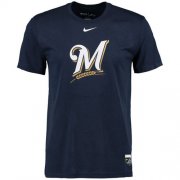Wholesale Cheap Milwaukee Brewers Nike Authentic Collection Legend Logo 1.5 Performance T-Shirt Navy