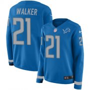 Wholesale Cheap Nike Lions #21 Tracy Walker Blue Team Color Women's Stitched NFL Limited Therma Long Sleeve Jersey