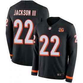 Wholesale Cheap Nike Bengals #22 William Jackson III Black Team Color Men\'s Stitched NFL Limited Therma Long Sleeve Jersey