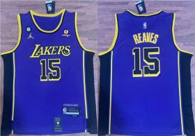 Wholesale Cheap Men\'s Los Angeles Lakers #15 Austin Reaves Purple With NO.6 Patch Stitched Basketball Jersey