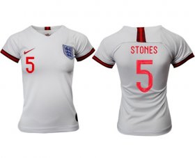 Wholesale Cheap Women\'s England #5 Stones Home Soccer Country Jersey