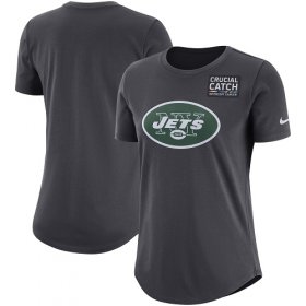 Wholesale Cheap NFL Women\'s New York Jets Nike Anthracite Crucial Catch Tri-Blend Performance T-Shirt