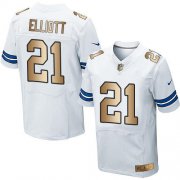 Wholesale Cheap Nike Cowboys #21 Ezekiel Elliott White Men's Stitched NFL Elite Gold Jersey