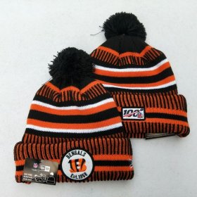 Wholesale Cheap Bengals Team Logo Orange 100th Season Pom Knit Hat YD