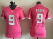 Wholesale Cheap Nike Saints #9 Drew Brees Pink Women's Stitched NFL Elite Bubble Gum Jersey