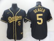 Wholesale Cheap Men's Los Angeles Dodgers #5 Corey Seager Black Gold Stitched MLB Cool Base Nike Jersey