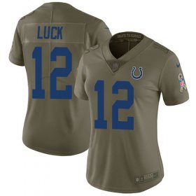 Wholesale Cheap Nike Colts #12 Andrew Luck Olive Women\'s Stitched NFL Limited 2017 Salute to Service Jersey