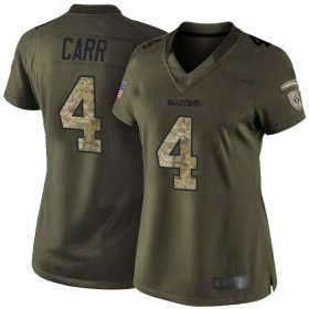 Wholesale Cheap Nike Raiders #4 Derek Carr Green Women\'s Stitched NFL Limited 2015 Salute to Service Jersey